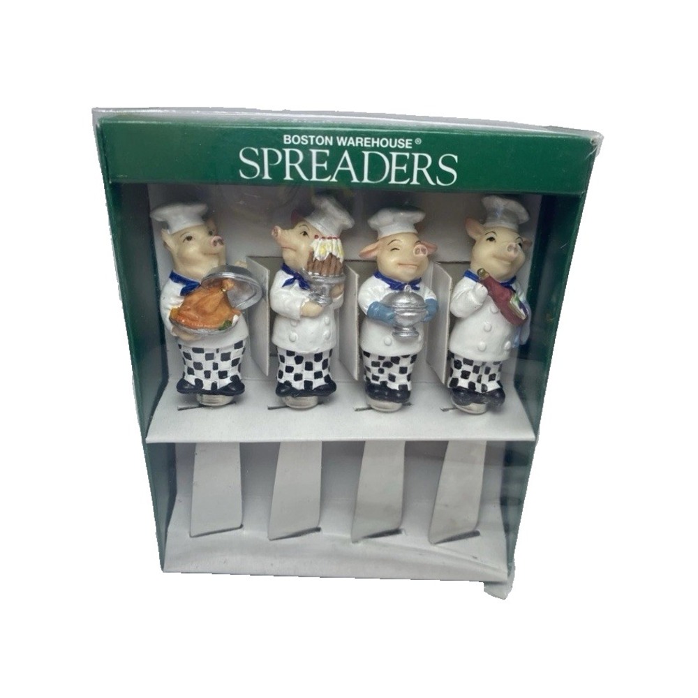 Boston Warehouse French Pig Chef Spreaders Set of (4) New In Box